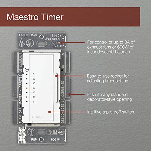Lutron Maestro in-Wall Digital Timer, 5A Light/3A Fan, Single-Pole