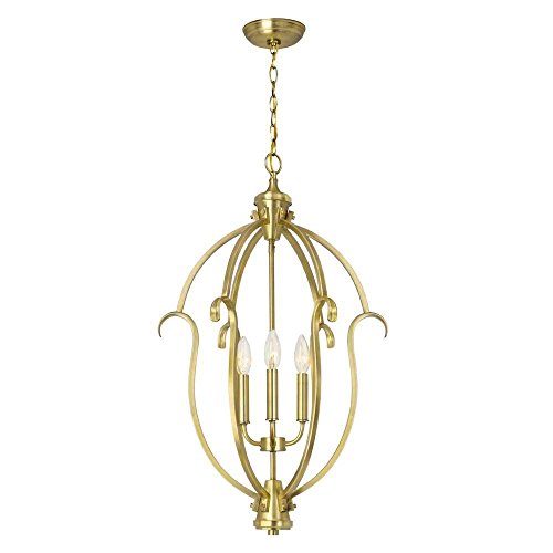 Sherwood 3-Light Hanging Brushed Brass Pendant Brushed Brass